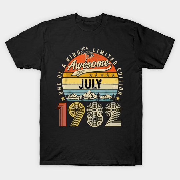 Awesome Since July 1982 Vintage 41st Birthday T-Shirt by Vintage White Rose Bouquets